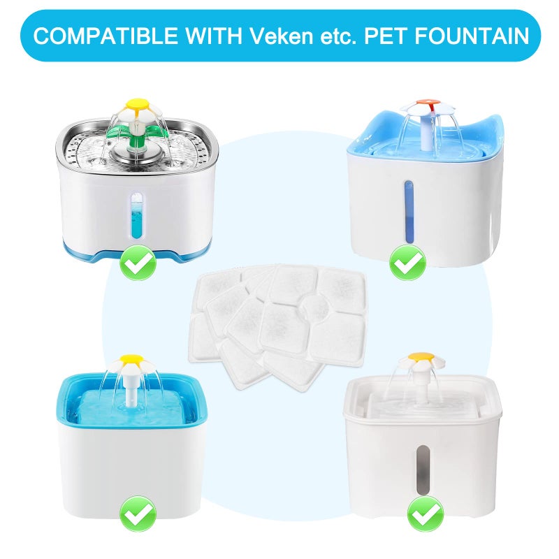 SEISSO Cat Fountain Filter Replacement, Cat Water Filters with Three Stage Filtration System for 84oz/ 2.5L Automatic Pet Fountain Dog Water Dispenser, 8 Packs - Image 3